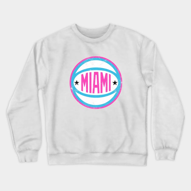 Miami Retro Ball - Vice White Crewneck Sweatshirt by KFig21